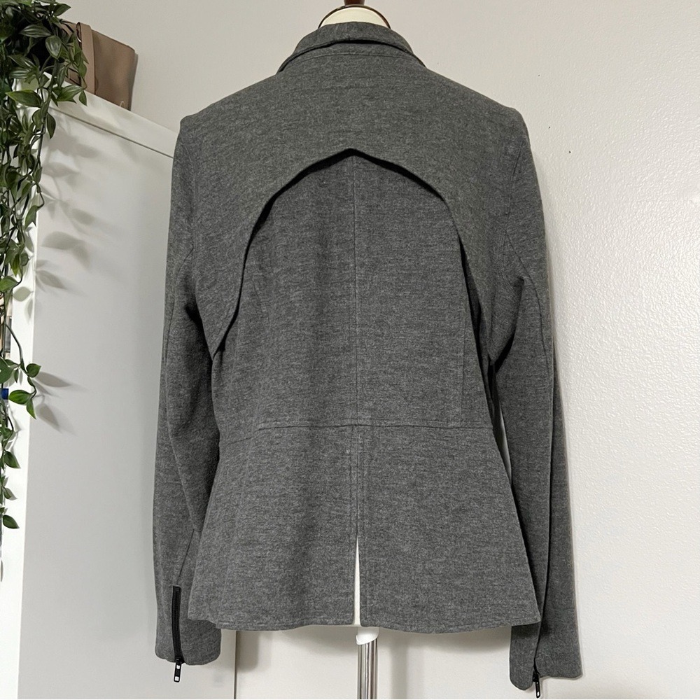 CAbi Gray Rebel Asymmetrical Zip Up Ponte Knit‎ Jacket - Picture 7 of 12